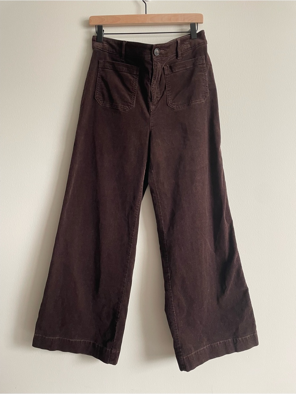 Loft the palmer wide leg baby whale corduroy pants chocolate brown academia 10